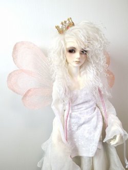 画像1: 刺繍妖精羽　丸型　ピンクパステル