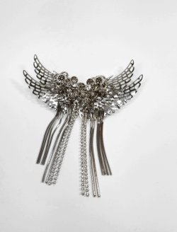 画像1: 羽根耳クリップ 銀花　小