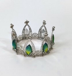 画像1: クラウン　銀　クジャク黄緑