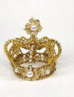 画像1: クラウン　王冠型　LS　十字架花パール　金