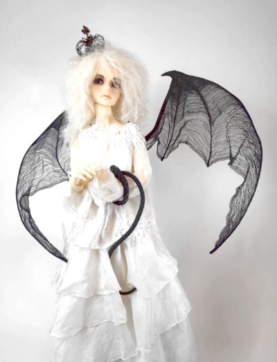 画像2: 刺繍羽コウモリ型 L 黒